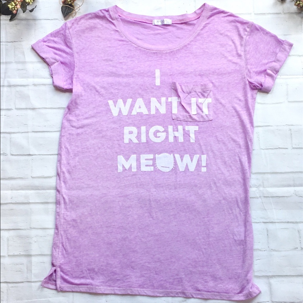 NWOT Purple Burnout Junior Tee With Slouch Pocket.
